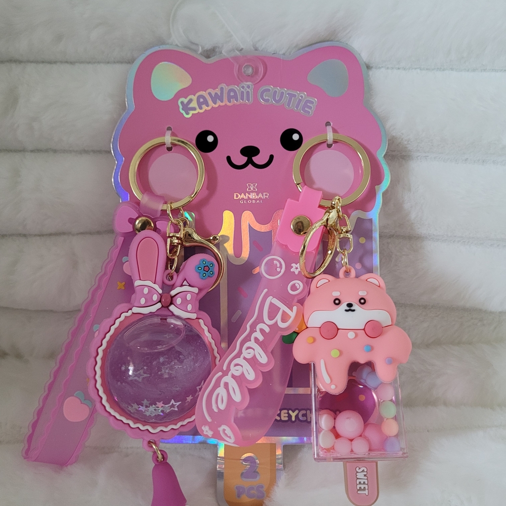 Kawaii Cutie Pink Keychain Set